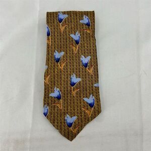 Ermenegildo Zegna Men's Silk Tie Gold Brown Floral Pattern Elegant